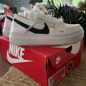Nike Court Vision Alta white and black sneakers, like new!